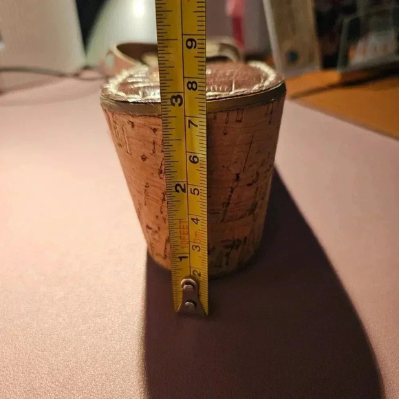 Sam Edelman |  Raynere Patent Cork Wedge Nude Slip On Sandals - Picture 11 of 16